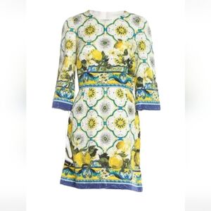 Dolce & Gabbana Lemon Patterned Long Sleeve Dress